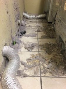 Clogged, unsafe Dryer Vent before dryer vent cleaning services