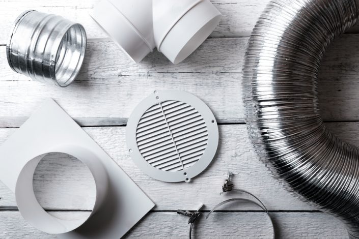 ventilation system items and joints. top view air duct repair service