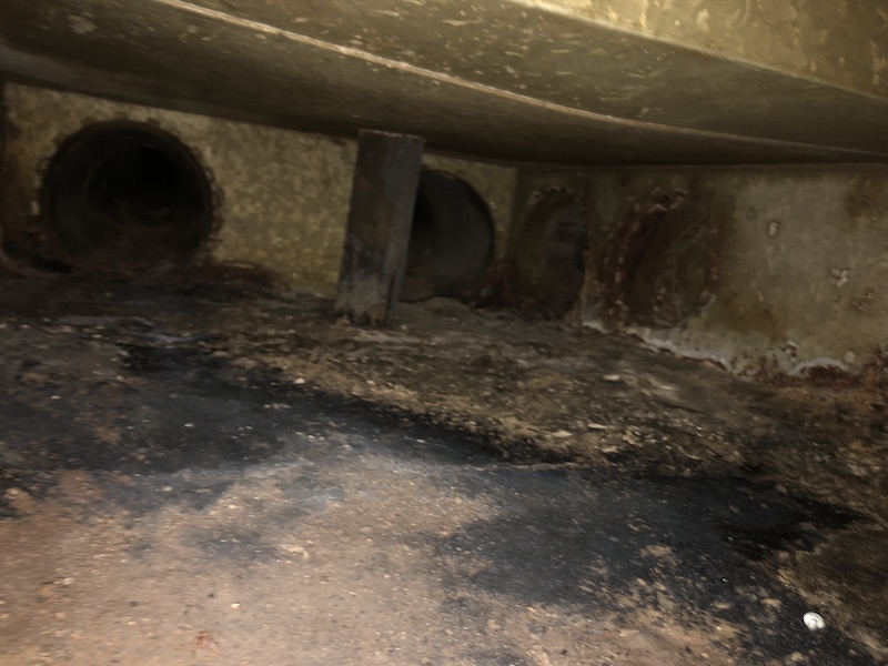 dusty, moldy air duct - before cleaning
